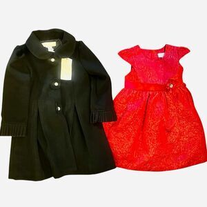 Camilla‎ Toddler 2 Piece Red Holiday Formal Dress & Black Coat Set